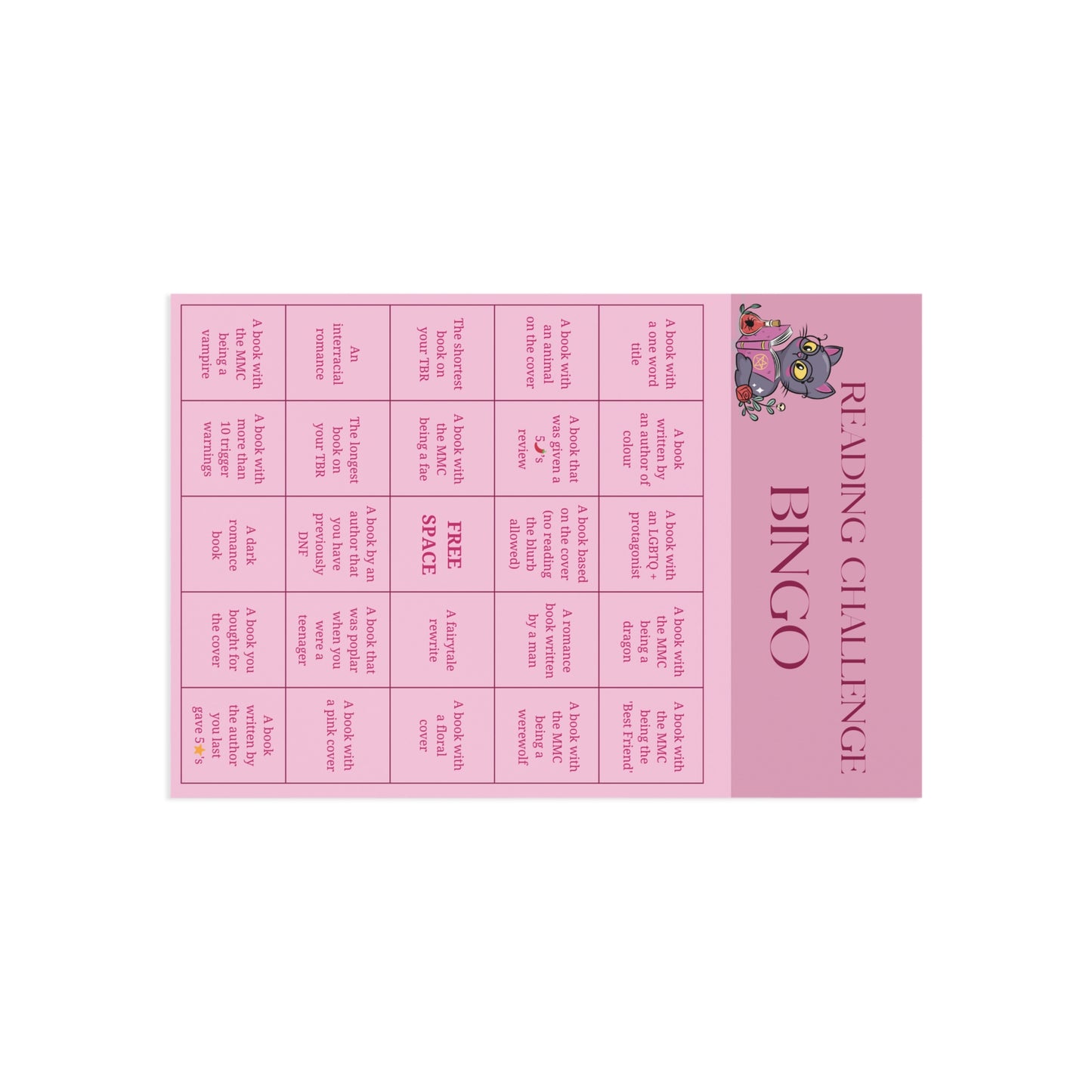 Reading Challenge Bingo Postcards